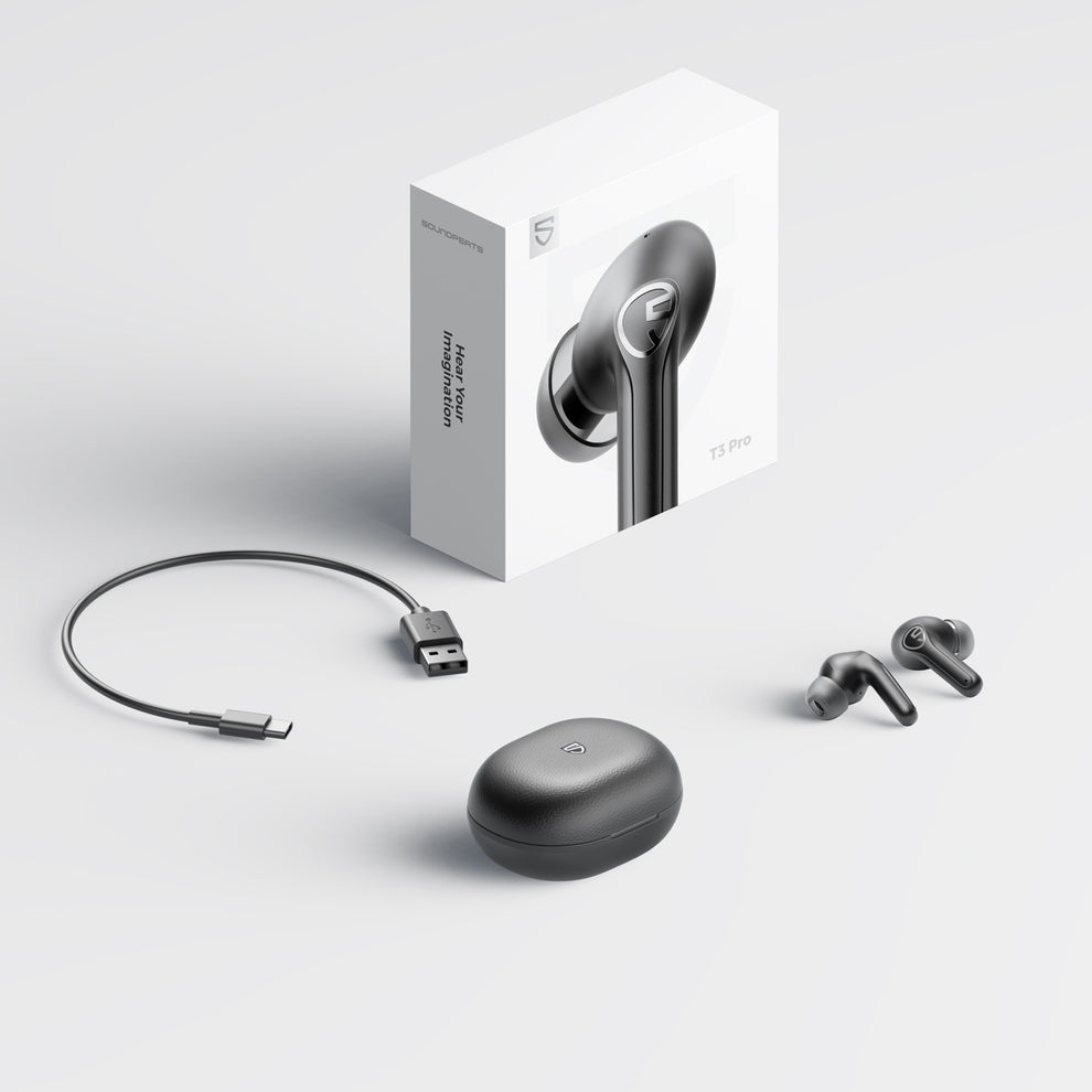 Soundpeats T3 Pro 12mm Titanium Dynamic Drivers, Spatial Audio, 7Hrs Playtime, IP X5 Water Resistance, Bluetooth 5.4, -35dB Hybird Noise Cancellation