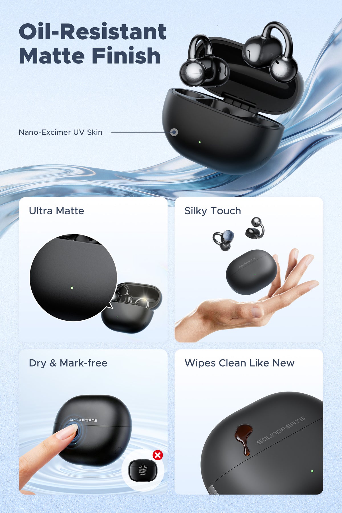 Soundpeats UU2 (Pop Clip2) Open-Ear Earbuds, Hi-Res Certified with LDAC Support, Up to 42 Hours Playback, Bluetooth 6.0, Physical Buttons,12mm PVD dual-magnet driver