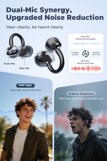 Soundpeats UU2 (Pop Clip2) Open-Ear Earbuds, Hi-Res Certified with LDAC Support, Up to 42 Hours Playback, Bluetooth 6.0, Physical Buttons,12mm PVD dual-magnet driver