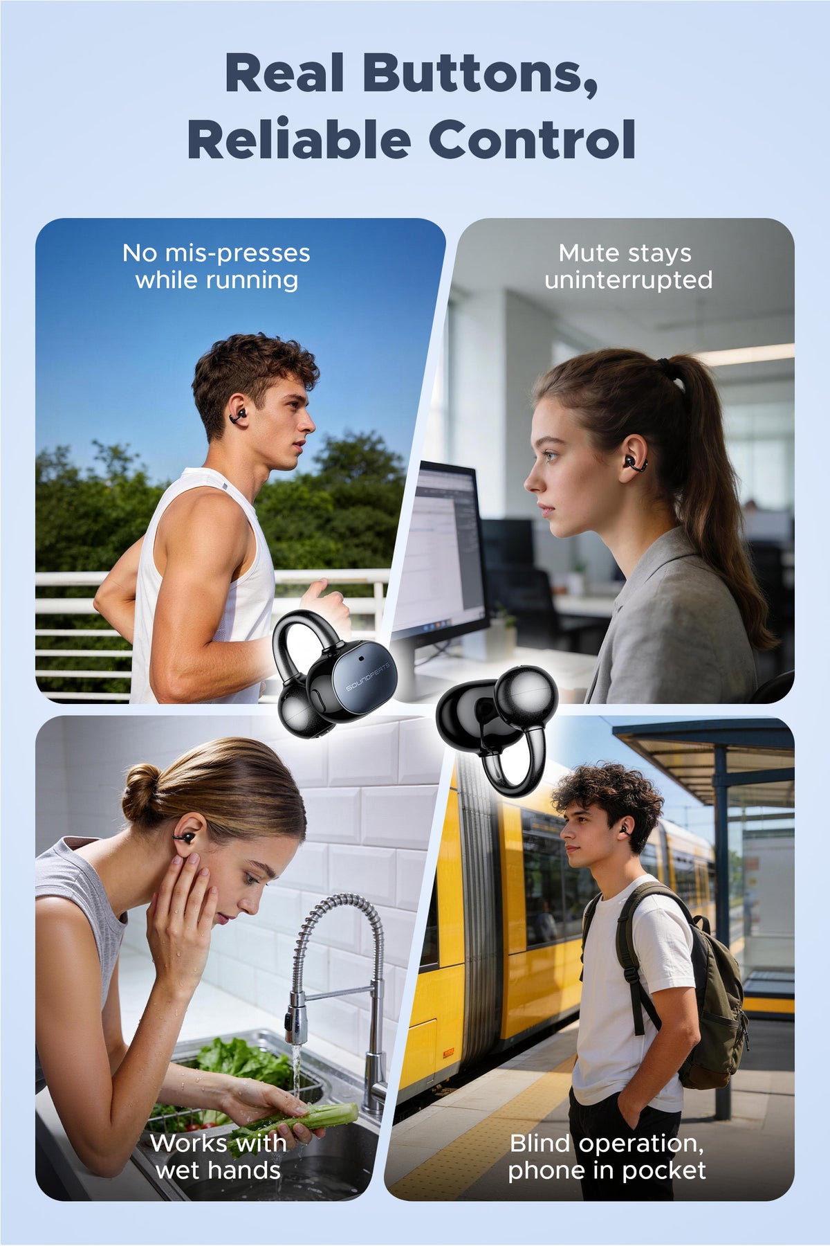 Soundpeats UU2 (Pop Clip2) Open-Ear Earbuds, Hi-Res Certified with LDAC Support, Up to 42 Hours Playback, Bluetooth 6.0, Physical Buttons,12mm PVD dual-magnet driver