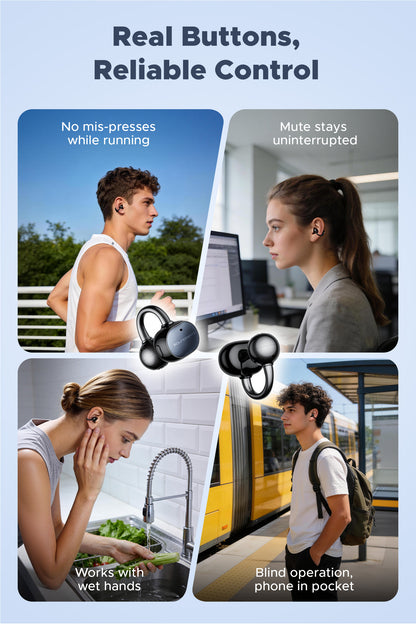 Soundpeats UU2 (Pop Clip2) Open-Ear Earbuds, Hi-Res Certified with LDAC Support, Up to 42 Hours Playback, Bluetooth 6.0, Physical Buttons,12mm PVD dual-magnet driver