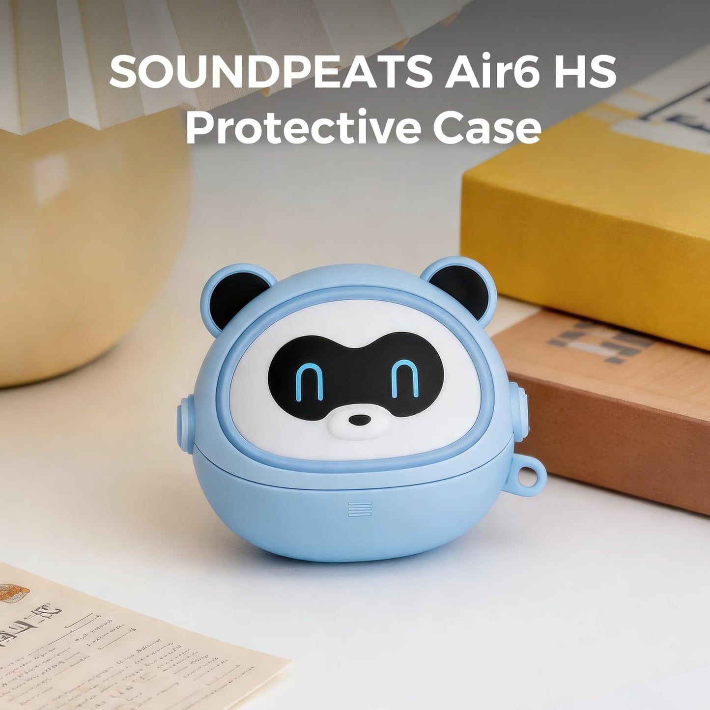 Soundpeats Air6 HS Earbuds Protective Case, Blue Color, Soft Silicone Headphone Cover with Round Spring Clip, Shockproof, Dust and Water Resistant, Charging Port Accessible