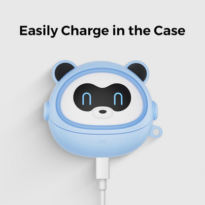 Soundpeats Air6 HS Earbuds Protective Case, Blue Color, Soft Silicone Headphone Cover with Round Spring Clip, Shockproof, Dust and Water Resistant, Charging Port Accessible