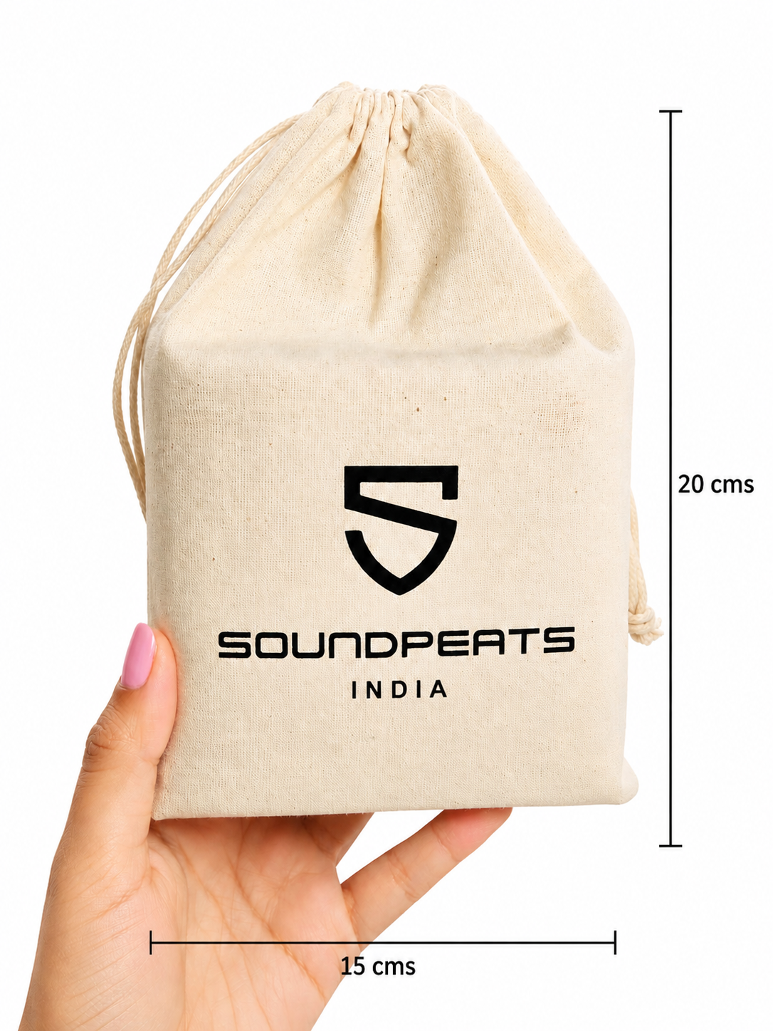Soundpeats Luxury Eco Cotton Drawstring Pouch 15*20 Cms