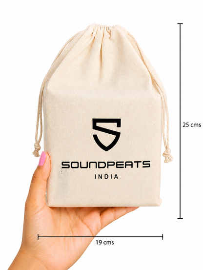 Soundpeats Luxury Eco Cotton Drawstring Pouch 19*25 Cms