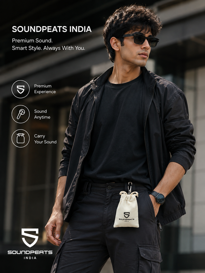 Soundpeats Luxury Eco Cotton Drawstring Pouch 8.5*13.5 Cms