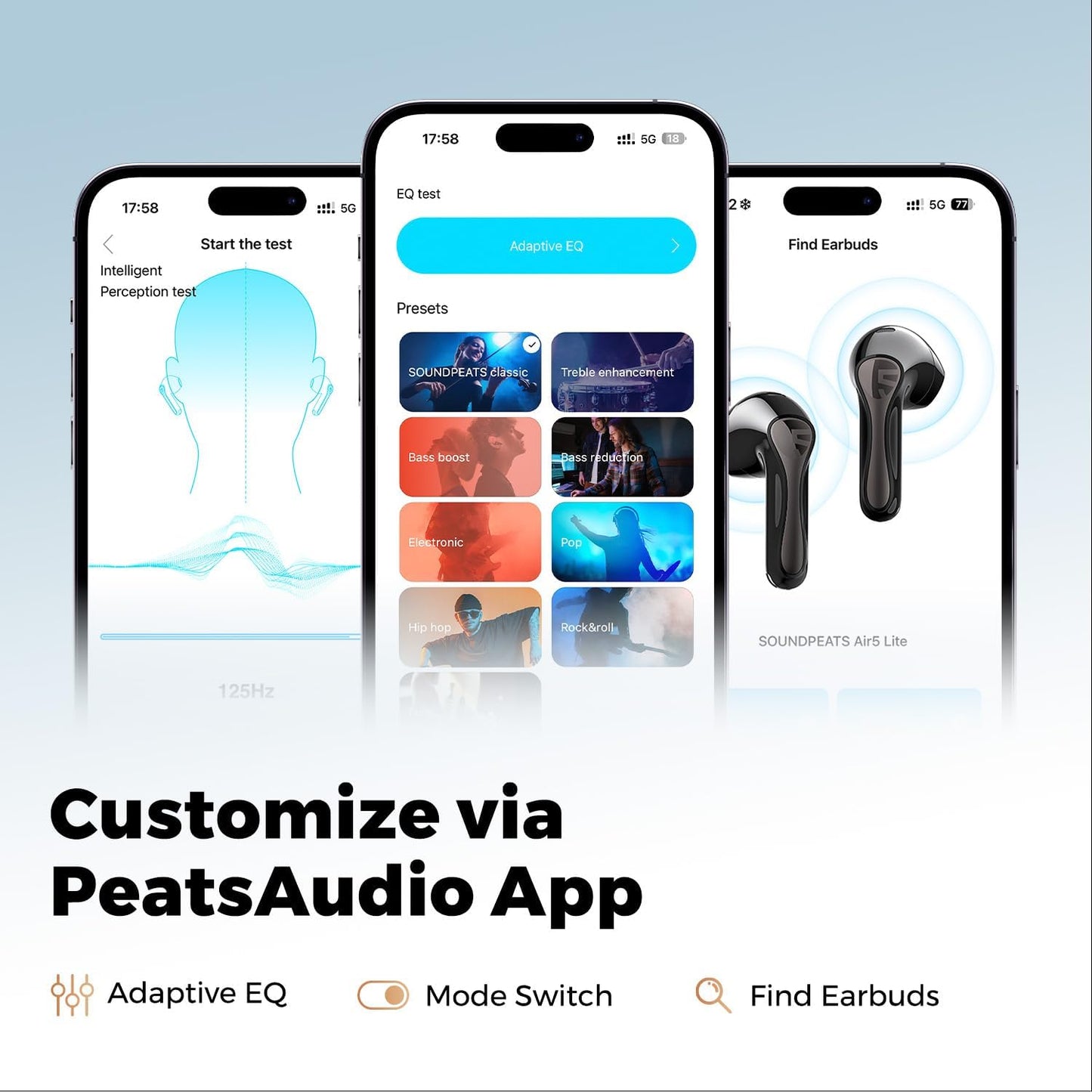 Soundpeats Air 5 lite Semi In Ear True Wireless Earbuds with Hi-Res Audio