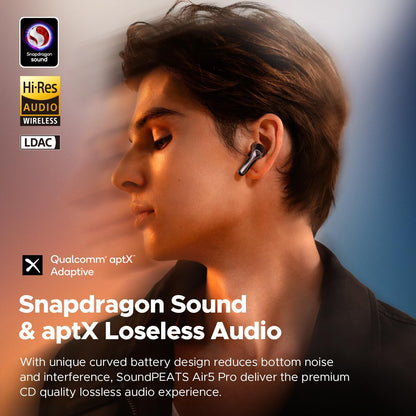 Soundpeats Air 5 Pro 55dB ANC Dual Certified with Snapdragon Sound and Hi-Res LDAC Earbuds
