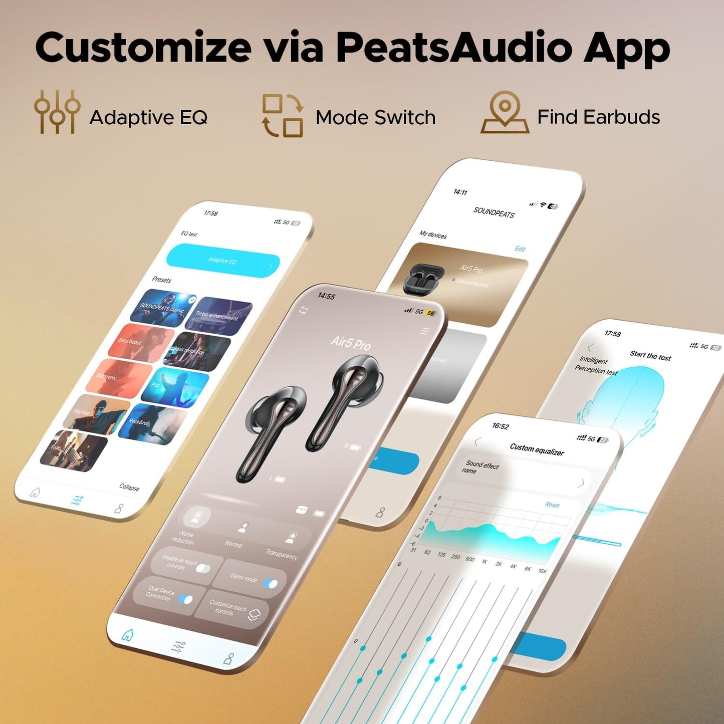 Soundpeats Air 5 Pro 55dB ANC Dual Certified with Snapdragon Sound and Hi-Res LDAC Earbuds