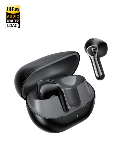 Soundpeats Air 6 HS Semi-in-Ear Earbuds, 13mm Triple-Magnet Bio-Composite Driver, Hi-Res Audio Certified with LDAC Support, 45H Playtime, Spatial Audio, Bluetooth 6.0, IPX5 Water Resistance