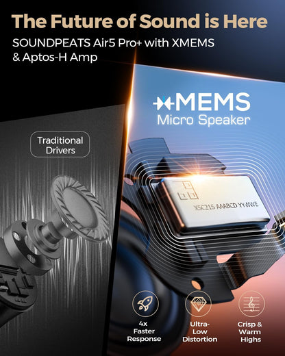 Soundpeats Air5 Pro+ xMEMS & Aptos Class-H Amplifier, LDAC & aptX Lossless, LE Audio, Hi-Res Audio