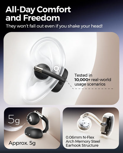 Soundpeats Clip 1 Open-Ear Wireless Earbuds Hi-Res & LDAC, Dolby Audio