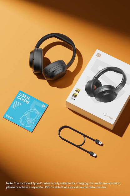 Soundpeats Cove Pro Hi-Res Audio Dual Gold  Certified With LDAC Support, 95Hrs Playtime, 56dB Hybrid Active Noise Cancelling, Customize EQ, Bluetooth 6.0 Over Ear Wireless Headphone