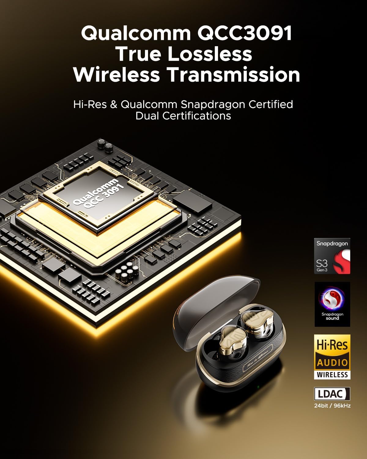 Soundpeats H3 55dB ANC Dual Certified with Snapdragon Sound and Hi-Res Earbuds 🇺🇸 🇮🇳