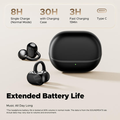 Soundpeats Pop Clip Open Ear True Wireless Earbuds 30H Playtime, IPX5 Waterproof